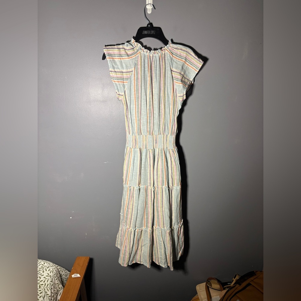 Rails Amellia Striped V Neck Linen Blend Dress in Sag Harbour Stripe Size Small - Picture 3 of 5